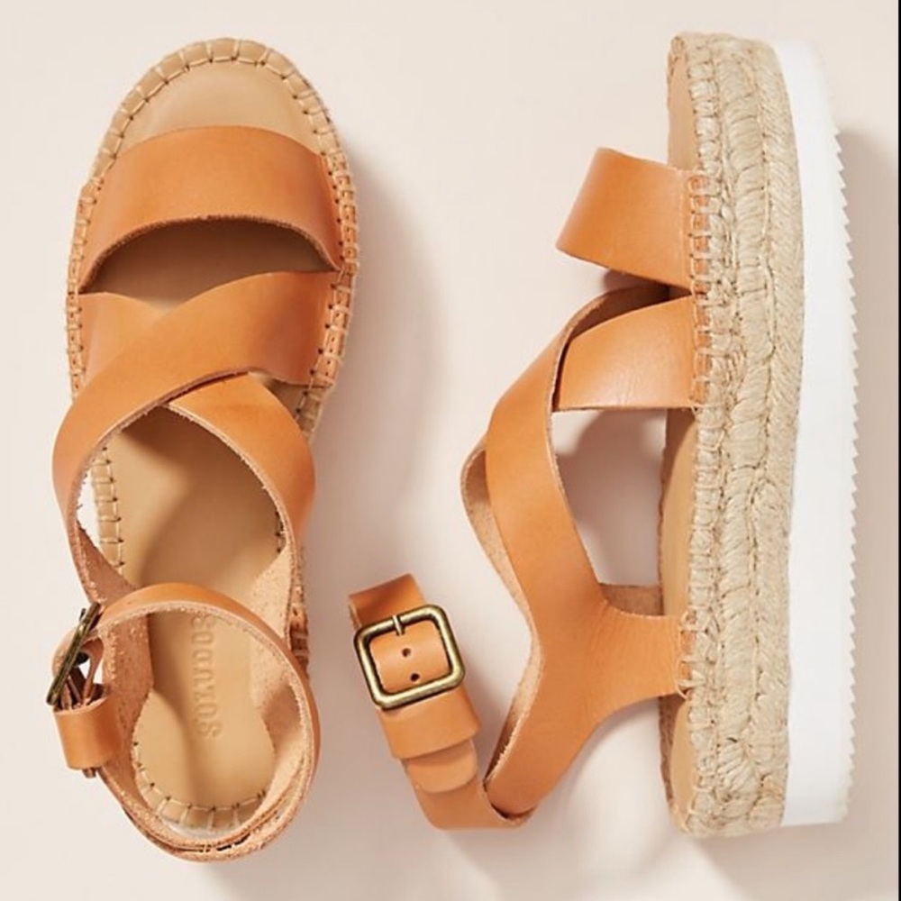 Like new!! Soludos Olympia Strappy Platform Espadrille Leather Sandals size 9.5